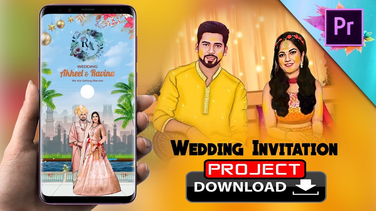 Best Caricature Wedding invitation || Save The Date || Project Download For Premiere Pro