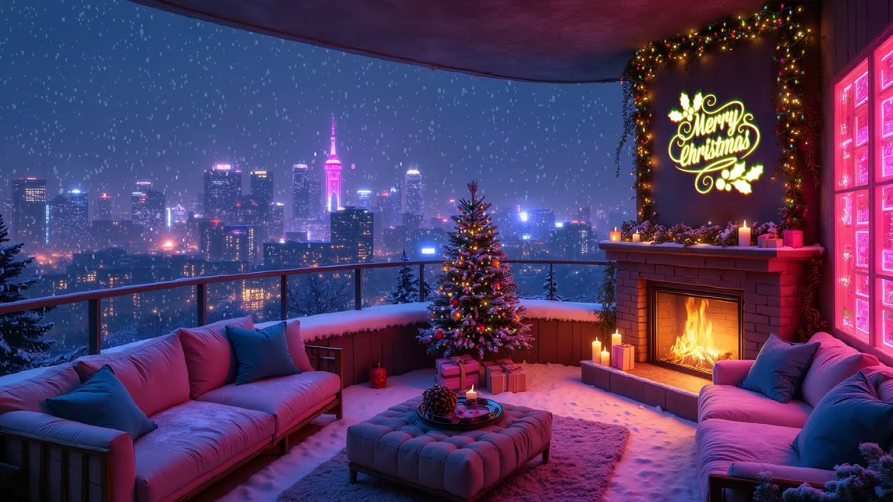 Night Christmas Lofi 🎄 Cozy Fireplace Sounds & Chill Lofi Music for Study, Relax, Sleep and Peace
