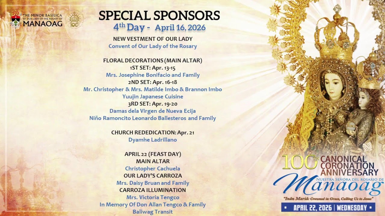 MANAOAG MASS: 4th DAY OF NOVENA MASS - April 16, 2026 | 7:30 a.m.