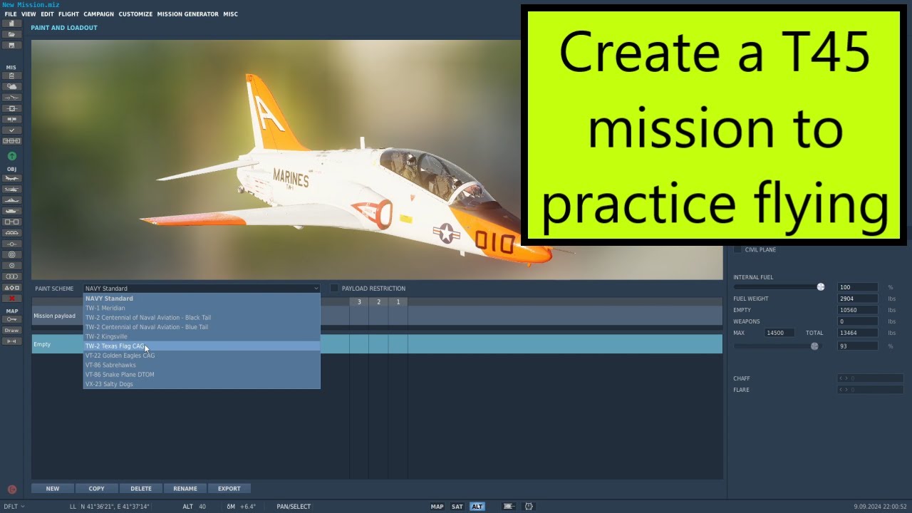 DCS: Quickly create a mission to fly the T-45