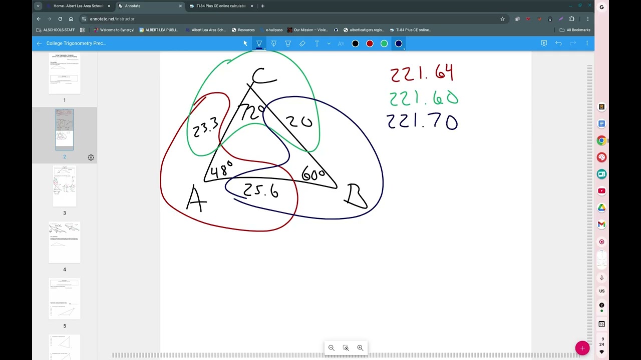 College Trigonometry Unit 6.5 Notes Law of Cosines and Area 2026