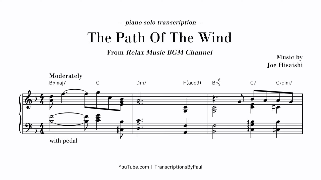 The Path Of The Wind - My Neighbor Totoro - Sheet music transcription