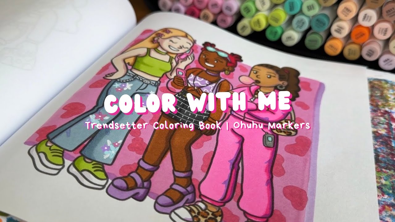 Color With Me ✨ – Trendsetters Y2K Cuties Coloring | Neon, Space Buns & Track Suits
