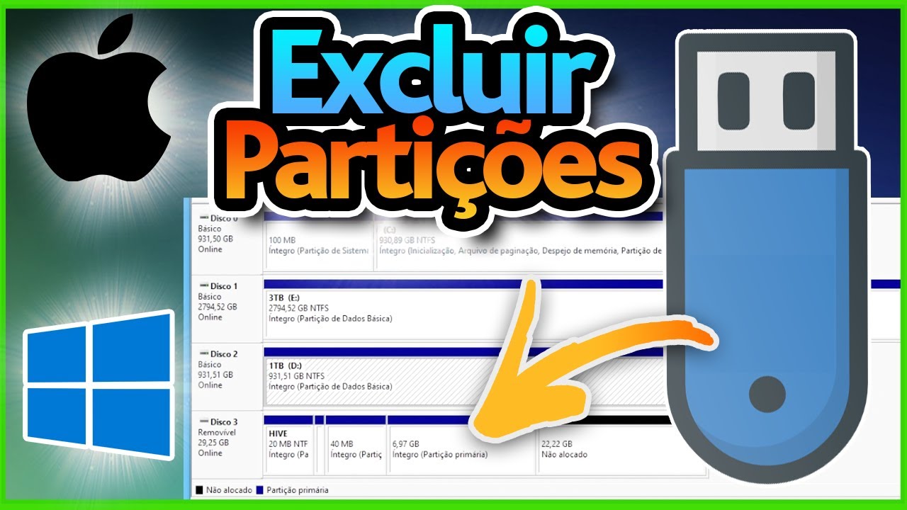 ⚠️ COMO EXCLUIR PARTI&Ccedil;&Otilde;ES DO PENDRIVE - Como Formatar pendrive