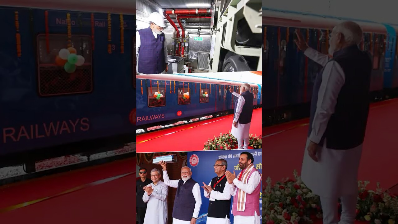 PM Modi in Jind, Haryana | Roadshow to flag off India's first #hydrogentrain | #shorts