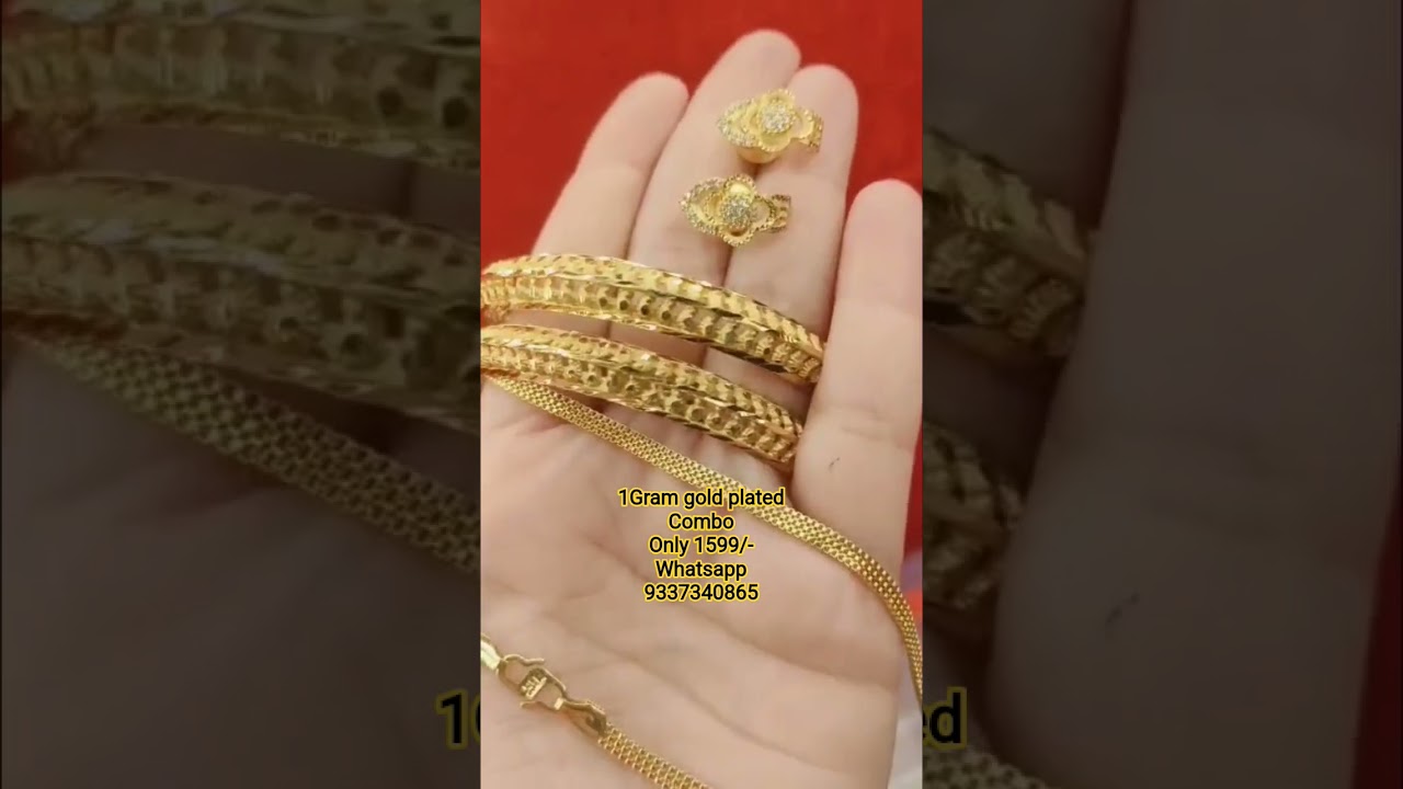 1gram gold plated chain bangels earrings collection #goldplatedchain #1gramgoldplated #chain #1grm