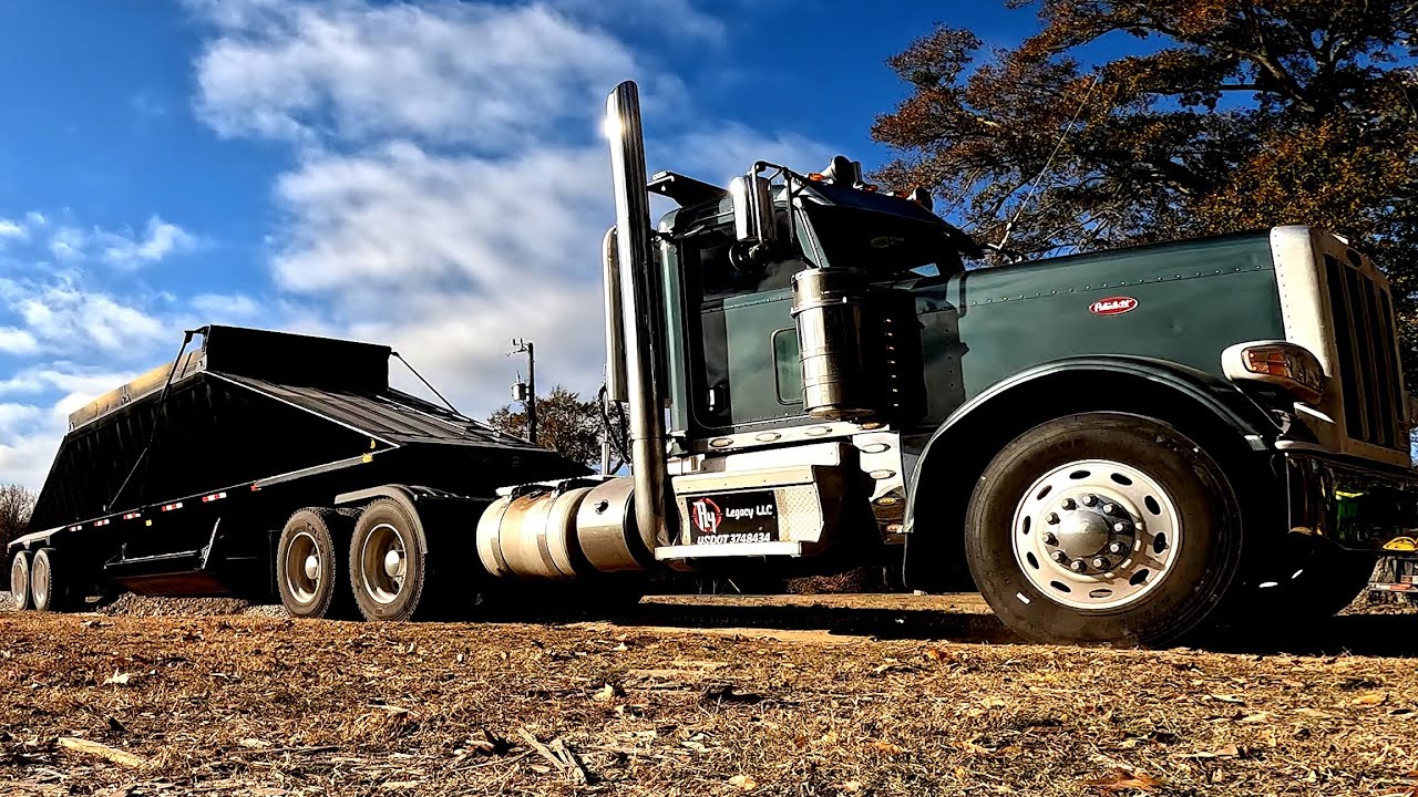 How to operate a belly dump trailer and going to the rock shop.