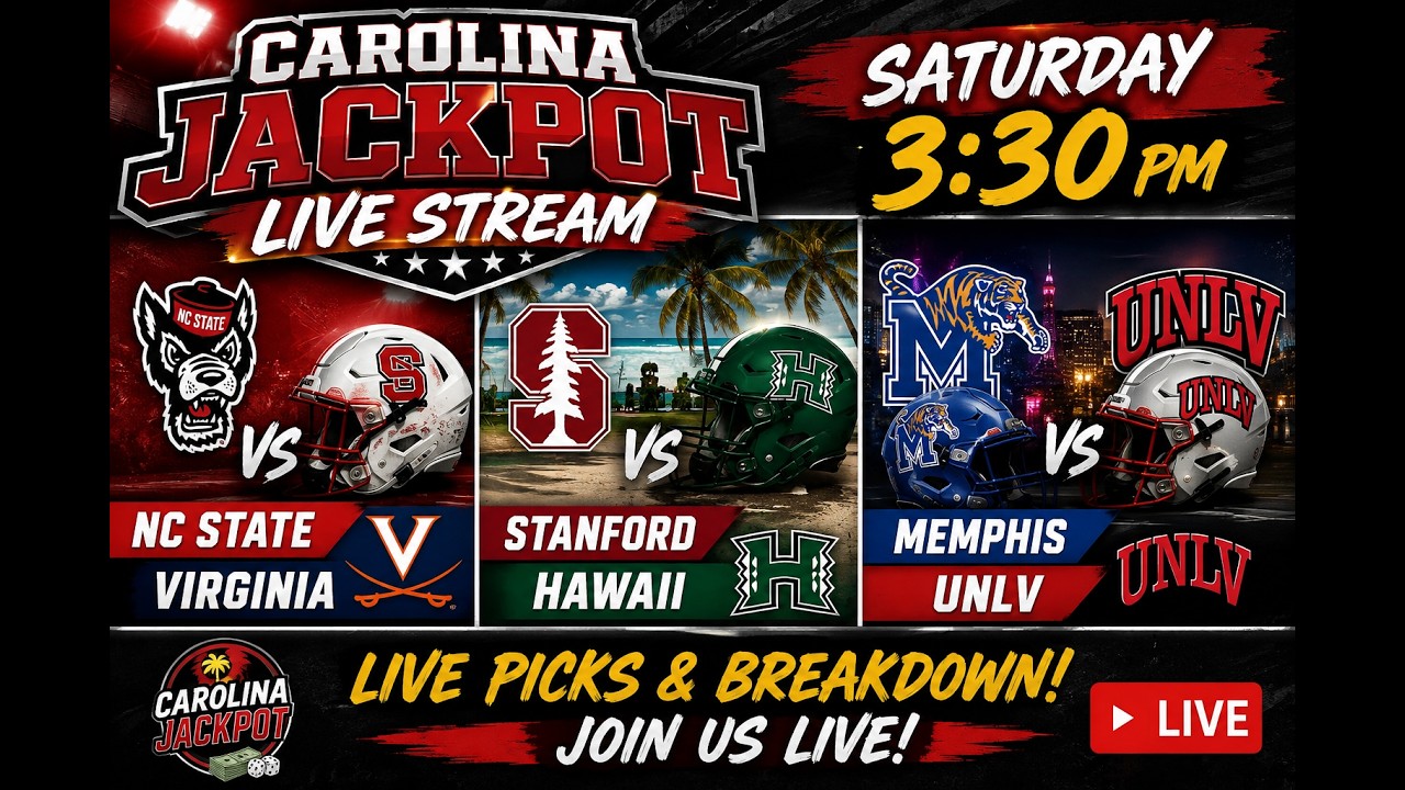 LIVE WATCHALONG! NC STATE vs VIRGINIA - HAWAII vs STANFORD - MEMPHIS vs UNLV
