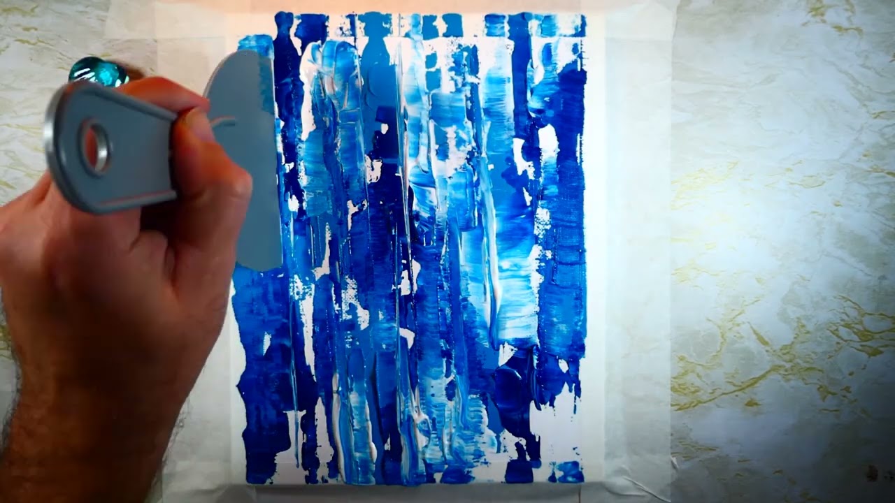 Textured Blue Abstract Painting | Fun With Acrylics | Relaxing Art | Putty Knife