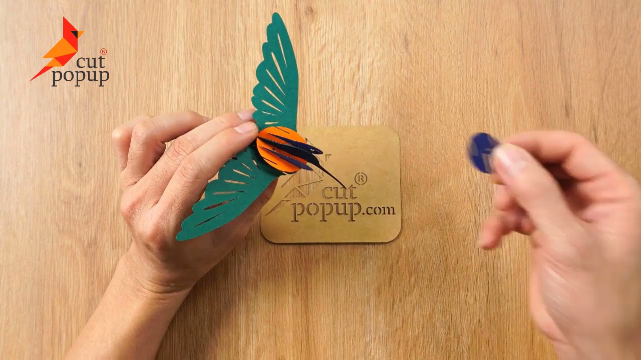 How To Make A Ruby Throated Hummingbird Pop-Up Card | Easy make model 3D Cards