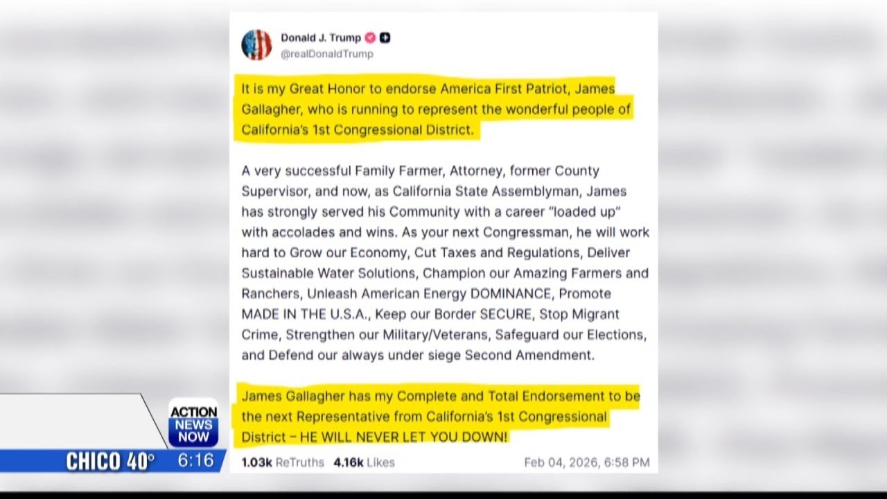 President Trump backs James Gallagher for California's 1st District