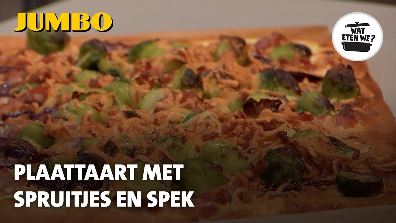 Plaattaart met spruitjes en spek