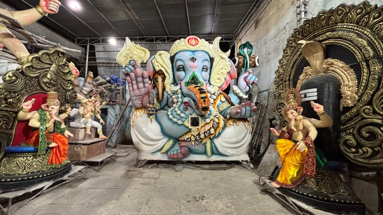Ganesh Singh Kalakar Workshop colour started Dhoolpet Ganesh Painting idols 2025 #dhoolpetganesh2025