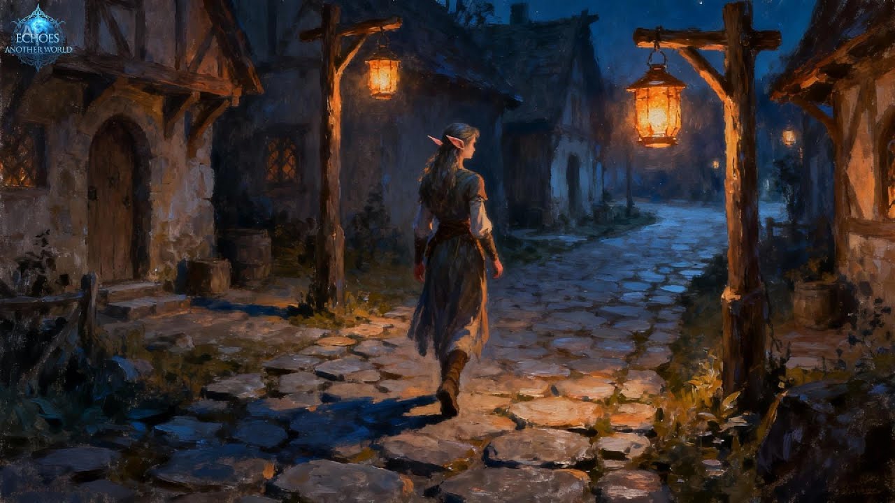 Calm Fantasy Ambience – Moonlit Elven Village (4 Hours) | Relaxing Dream Music