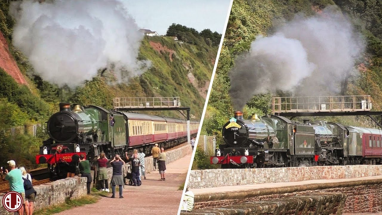 'Steam along the Sea Wall' | 5029, 7029 & 45596 within 5 minutes at Teignmouth - 6/9/2025