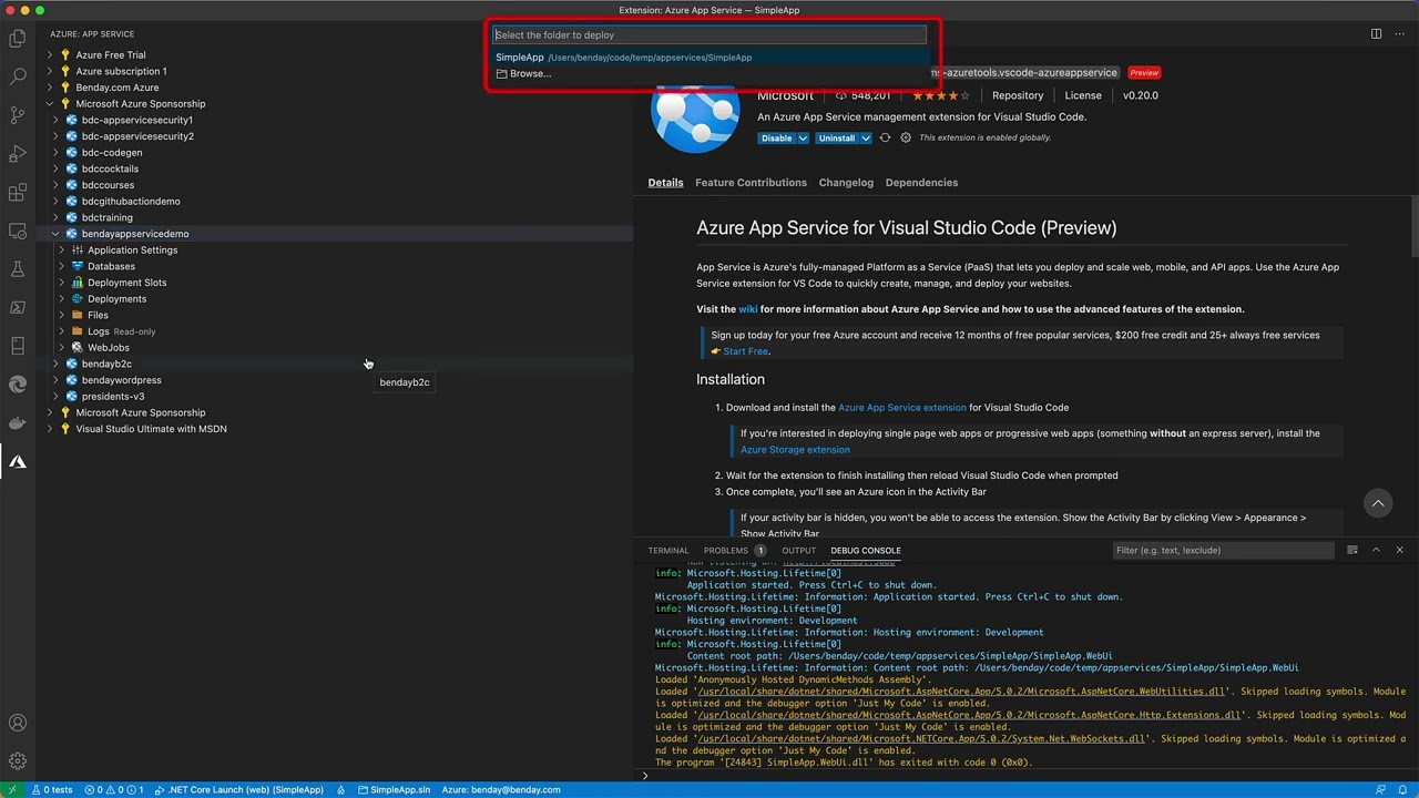 Demo: Deploy an Azure App Service using Visual Studio Code