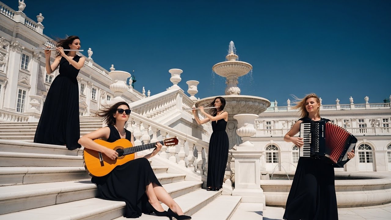 Royal Palace Flamenco ✨ Joyful Guitar, Accordion & Flute | Elegant European Courtyard Vibes