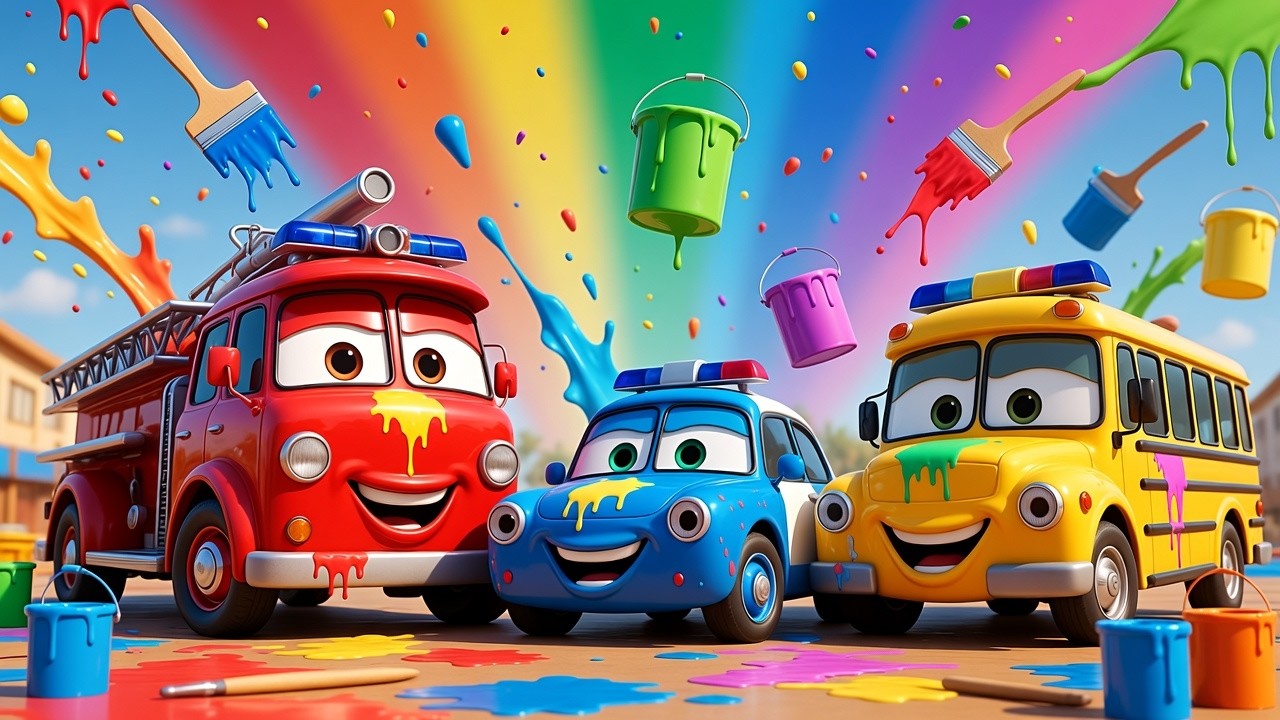 Paint Party Cars Song 🚗🎨 | Learn Colors & Vehicles | Nursery Rhymes for Kids