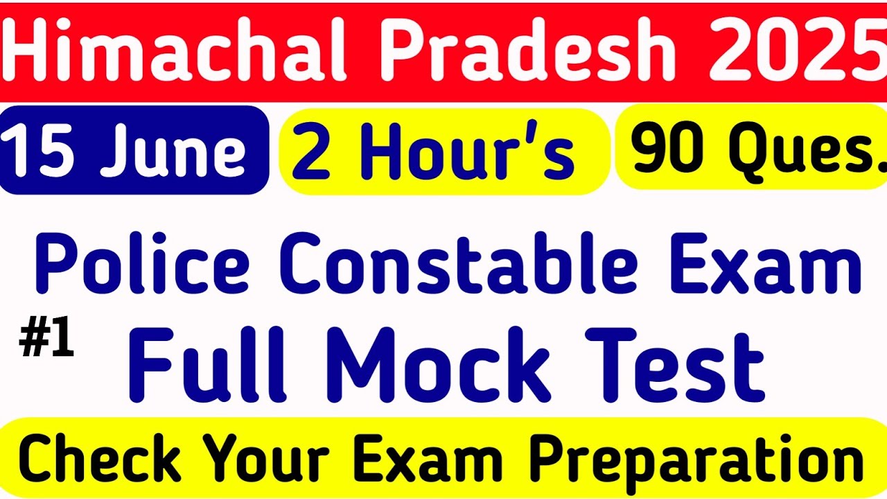 Final mock test for hp police constable exam 2025 || Full Mock test for hp police constable exam
