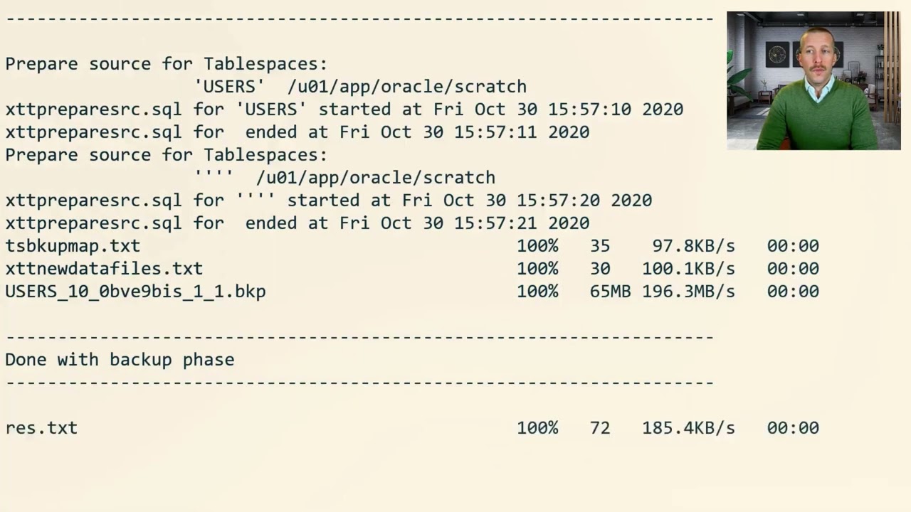 Demo of migration of Oracle Database using XTTS v4 script