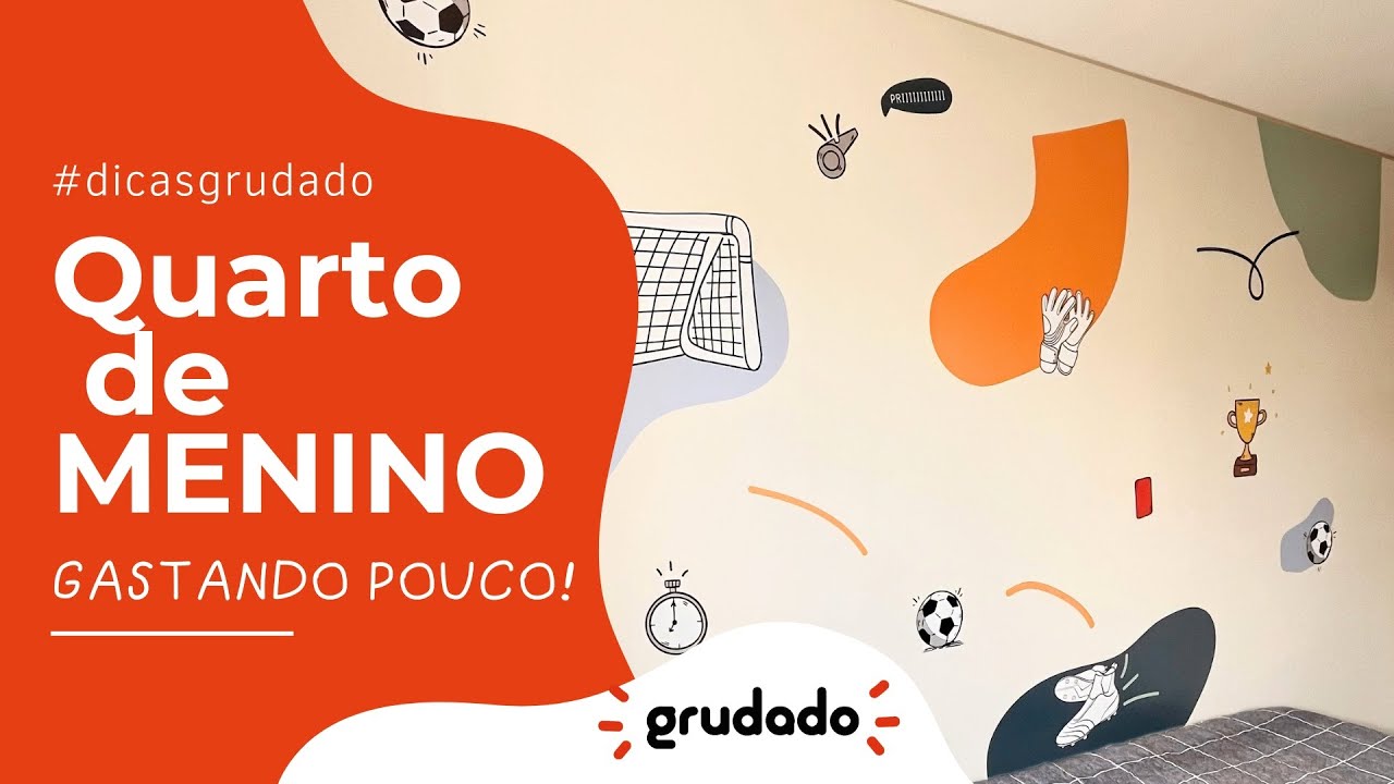 ⚽ QUARTO DE MENINO GASTANDO POUCO COM GRUDADO! TRANSFORMA&Ccedil;&Atilde;O INCR&Iacute;VEL COM ADESIVOS DE FUTEBOL!