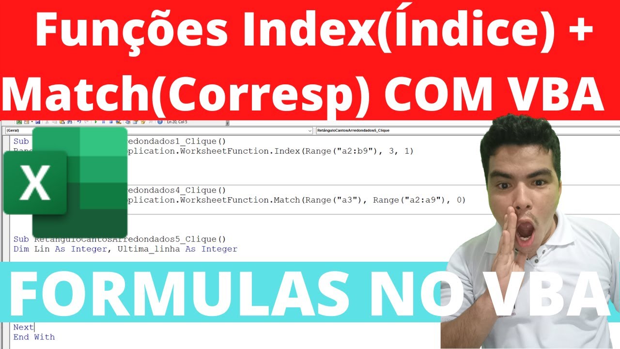 Função Index(ÍNDICE) no VBA, Função Match(CORRESP) no VBA, Aprenda a usar Formulas do Excel com VBA