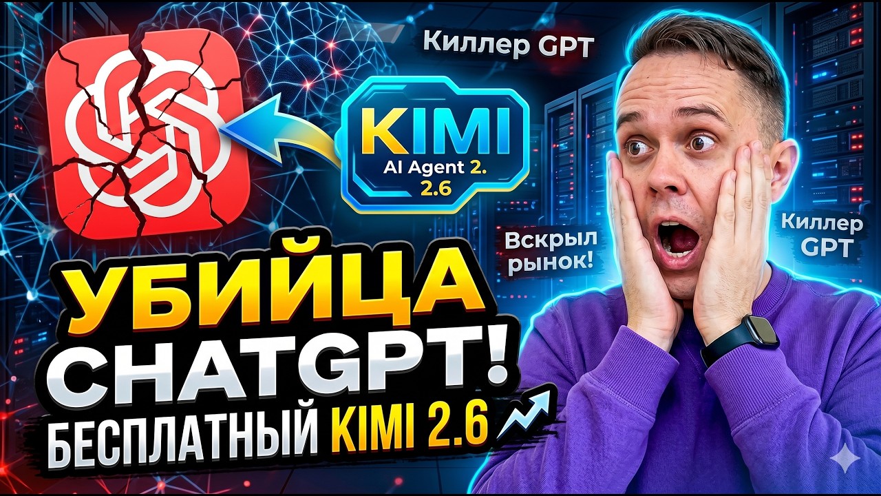 Бесплатный ИИ-агент Kimi K2.6 вскрыл рынок! (Киллер ChatGPT)