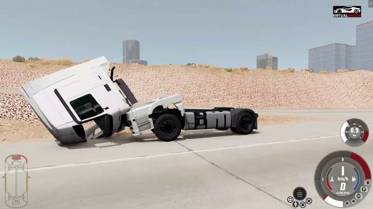 Mercedes Actros, W123 & W124 E500 CRASH After High-Speed Highway Jump! 😱💥