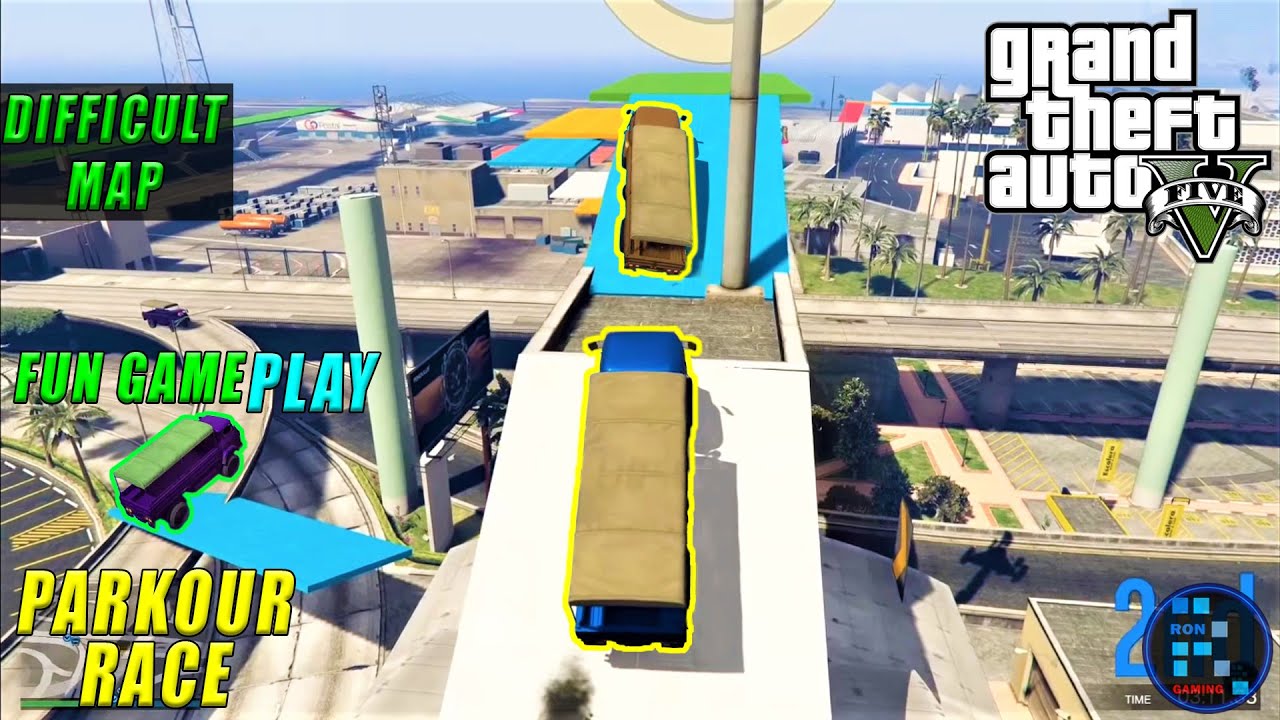 GTA V | Difficult Truck Parkour Race With RON