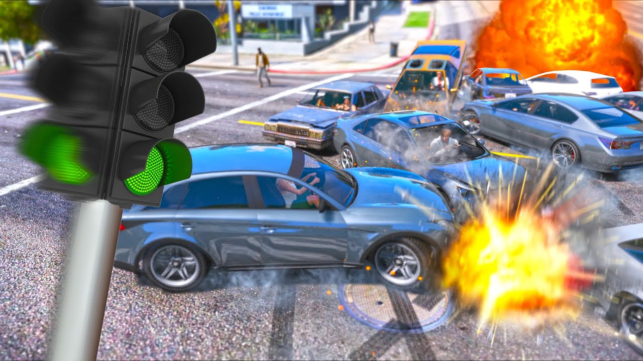 What happens if ALL traffic lights are GREEN?! (GTA 5 Mods)