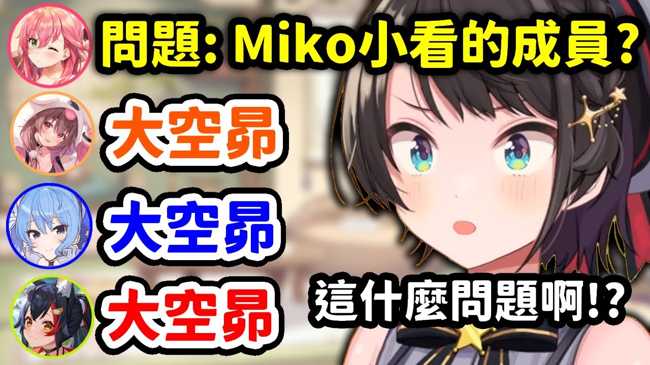 被問到Miko親小看的成員，獲得全場一致回答的486w【櫻巫女 x 大神澪 x 大空昴 x 星街彗星 x 戊神沁音】【Hololive中文精華】