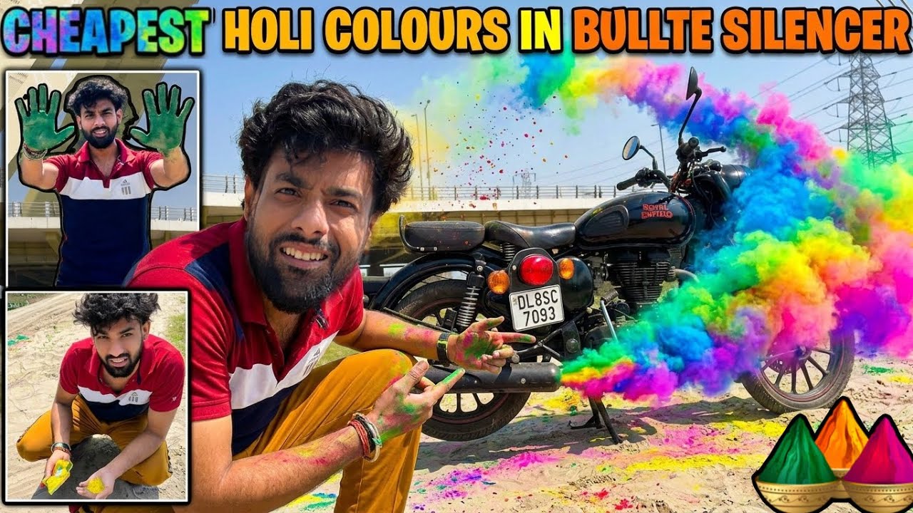 Cheapest Holi Colour Inside Bullet Silencer 😱🔥 | OMG 350 Bullet Experiment | Niami Vlog