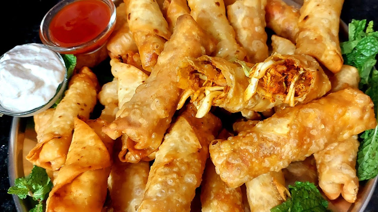 chicken 65 spring rolls Hyderabadi dawath wali recipe by my kitchen tasty dishes 😋