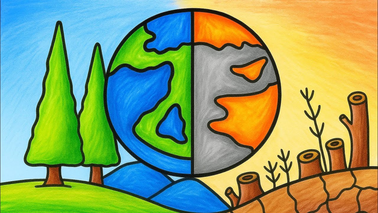 how to draw World Environment Day poster, save earth save nature drawing easy #drawing #nature#viral