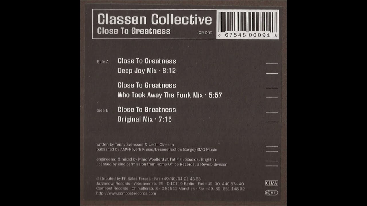 Classen Collective  -  Close To Greatness (Who Took Away The Funk Mix)