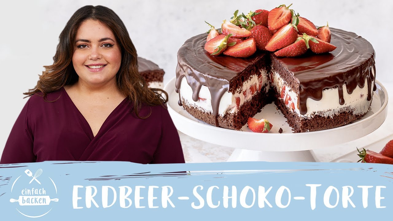 Erdbeer-Schoko-Torte 🍓 – erfrischende Sommertorte mit Joghurt! I Einfach Backen