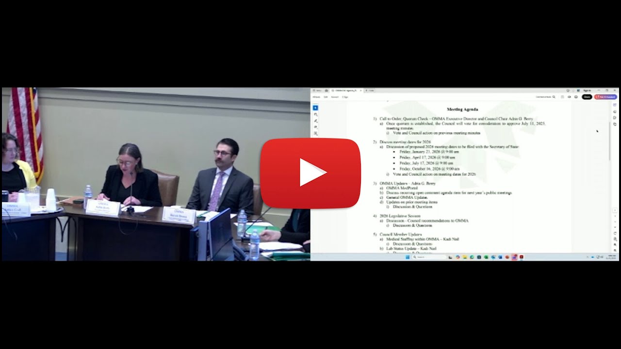 OMMA Executive Advisory Council Meeting: November 21, 2025