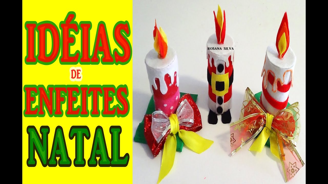 DIY 3 IDÉIAS de ENFEITES de NATAL em VELAS de ROLINHOS Papel. H | RECYCLABLE CHRISTMAS CRAFTS IDEAS