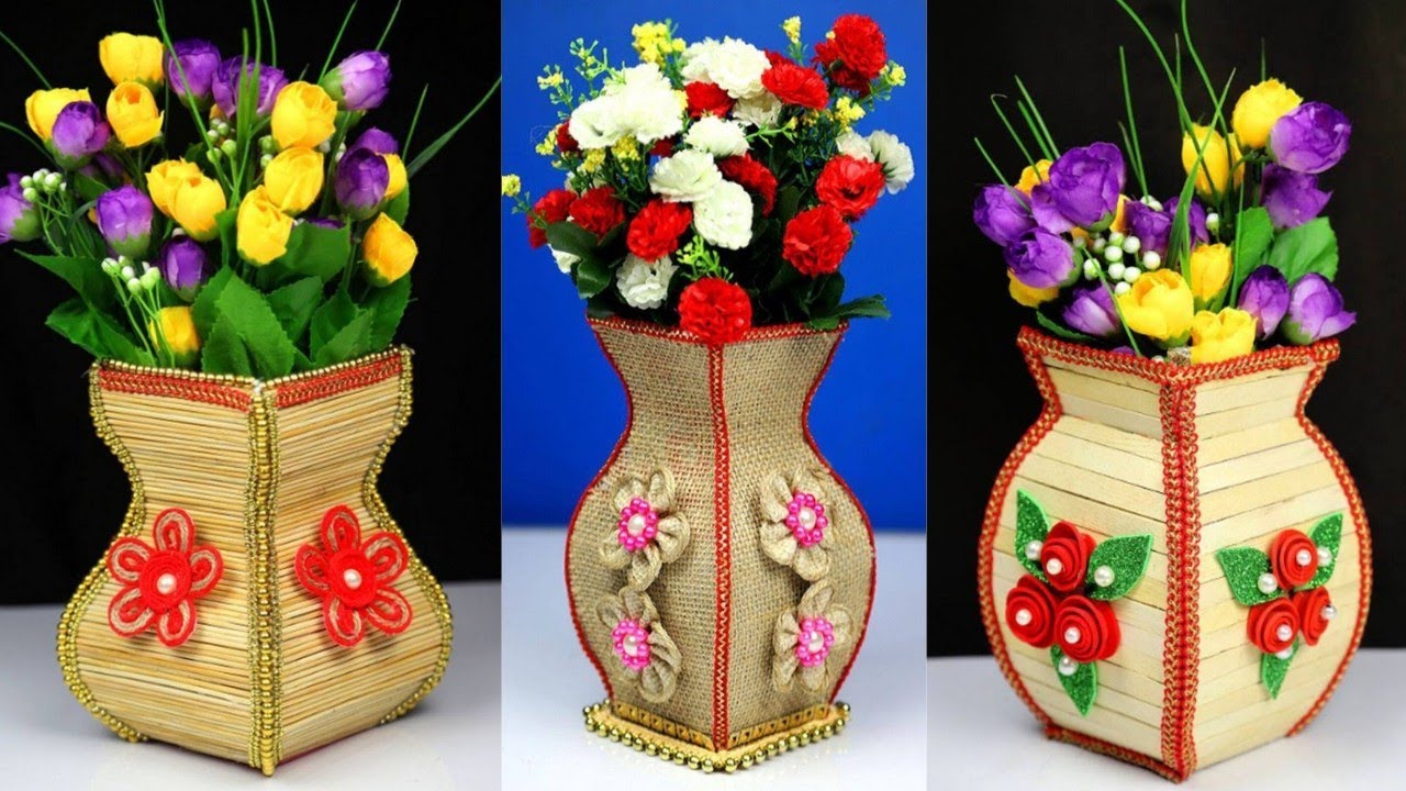 3 Easy and Beautiful DIY Flower Vase Ideas | Waste Material Craft Ideas | Best Out of Waste | DIY