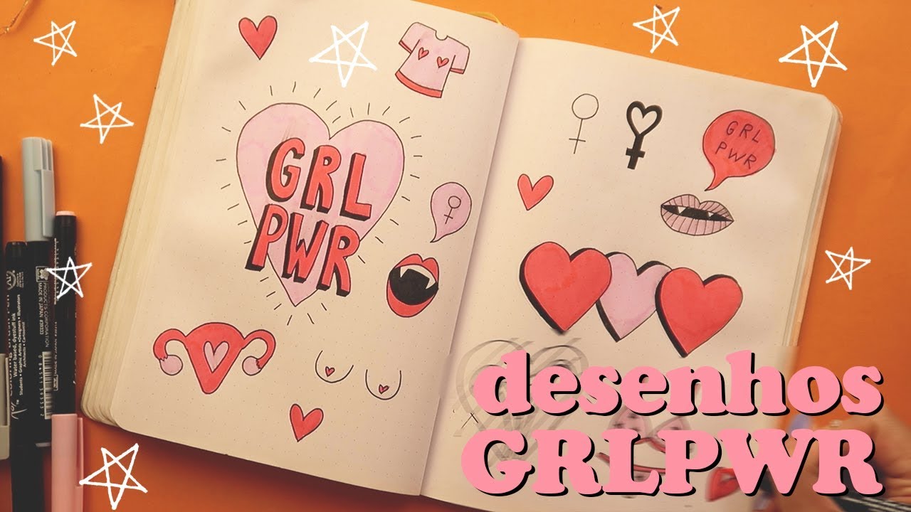 DESENHOS GIRL POWER para Bullet Journal 👊🏻💖✨