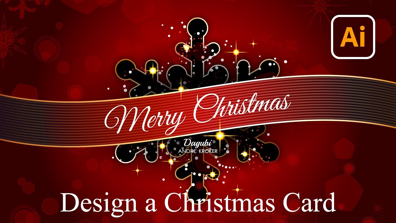 Design a red Christmas Card with Brushes and Symbols in Adobe Illustrator