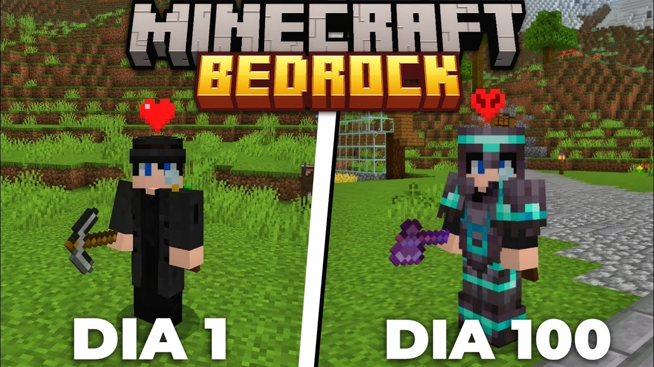 SOBREVIVI 100 DIAS NO MINECRAFT BEDROCK PELO CELULAR 