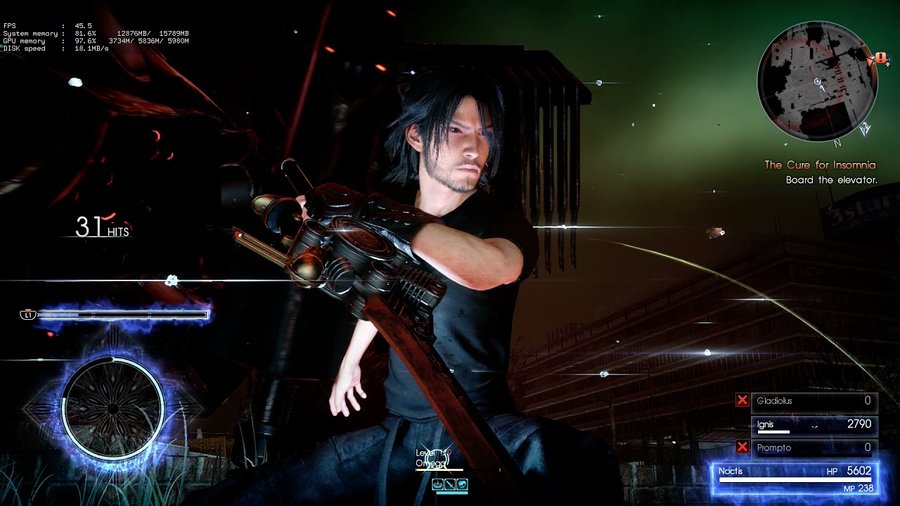 FFXV: Defeating Omega at level 15 with no items