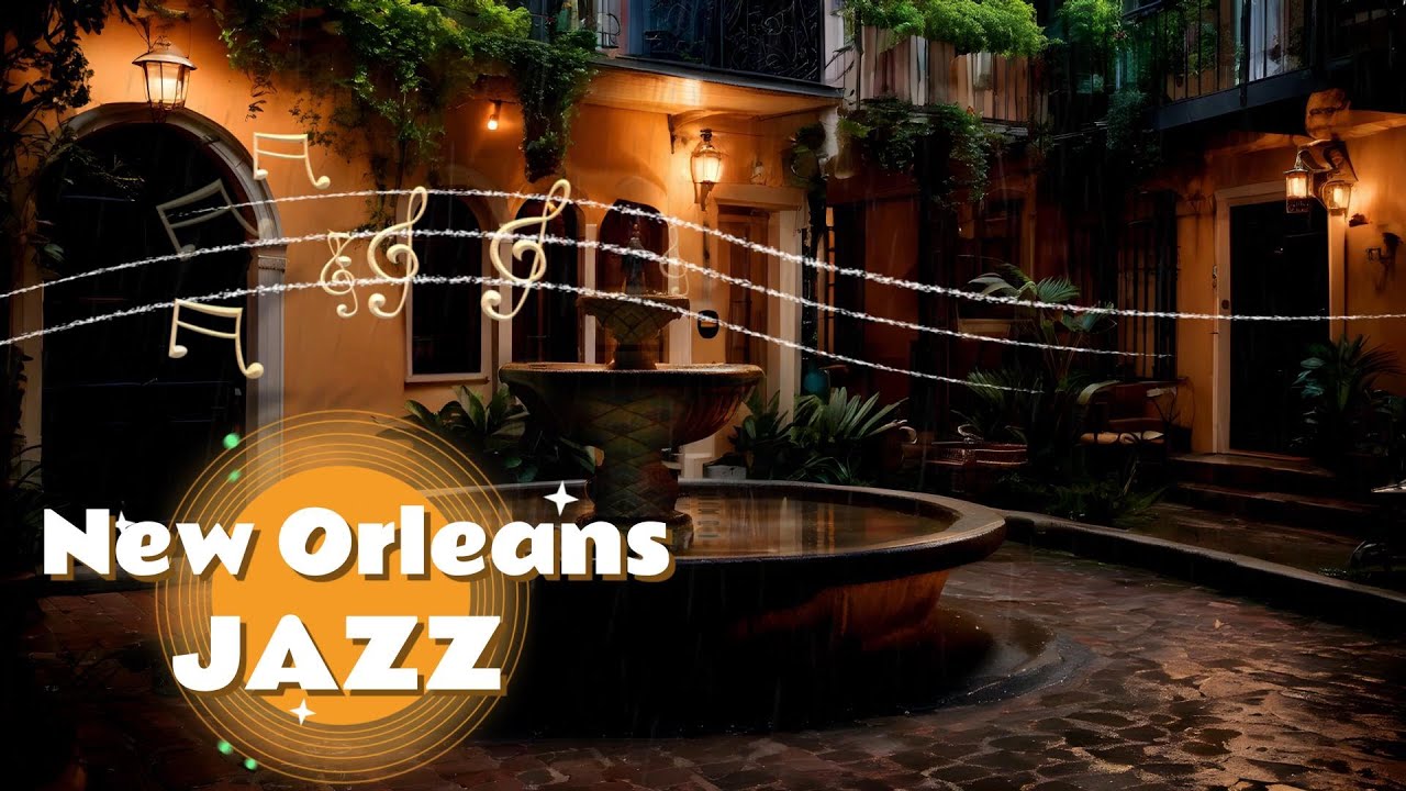 🎺Listen to the Bourbon Street Jazz from your private New Orleans courtyard ☔ Rain Ambience 7 Hours