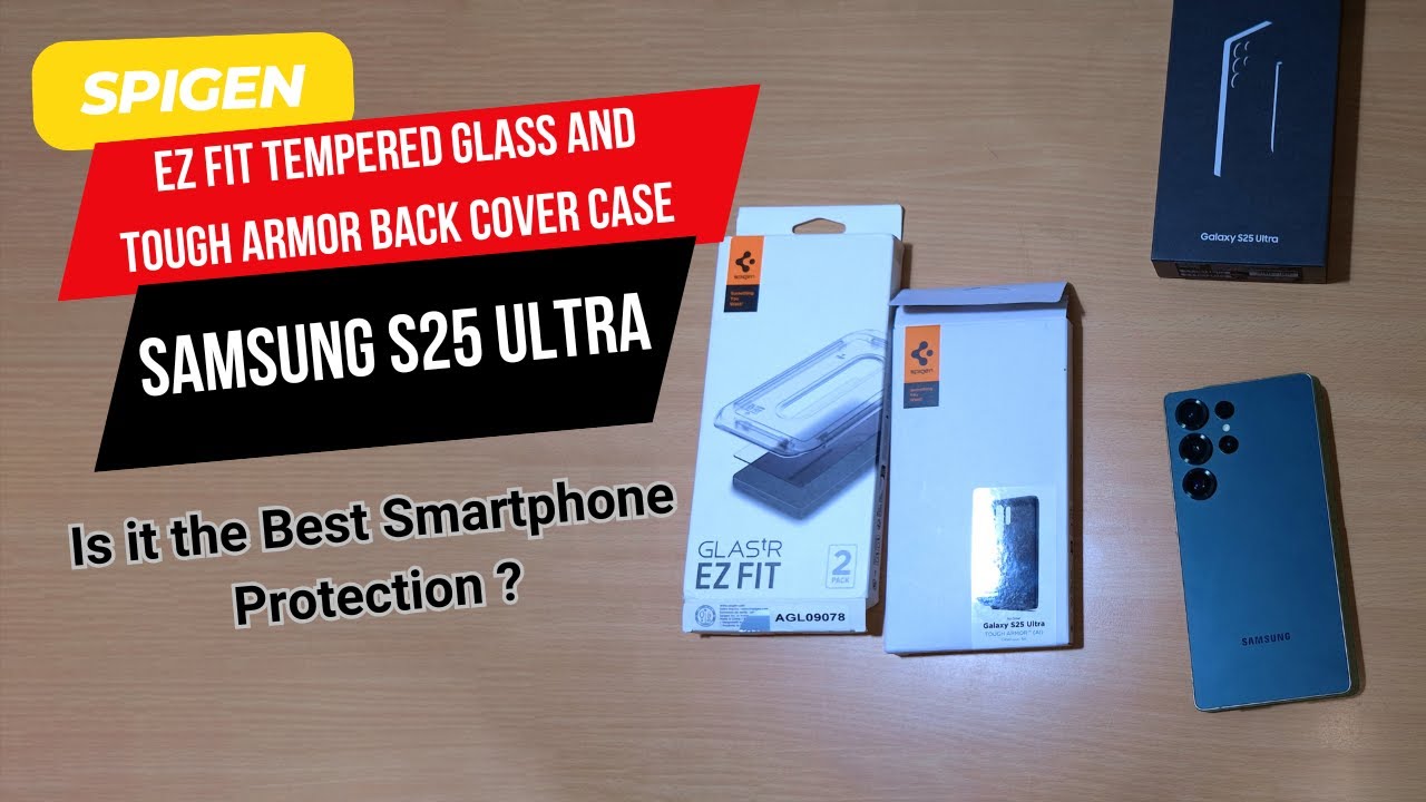 BEST Tempered Glass for Samsung S25 Ultra - Spigen GlasTR EZ Fit | Spigen Tough Armor Magfit Case