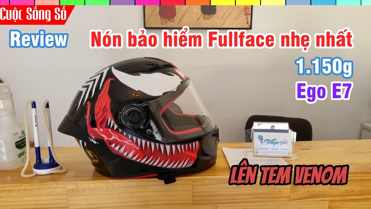 Review Nón E7 Ego Lên Tem Venom 900k nhẹ nhất tốt nhất trong tầm giá 📺 Cuộc Sống Số 📺