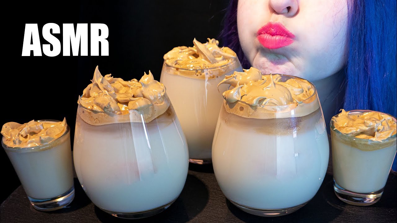 ASMR: TIKTOK TREND COFFEE w/ THICK WHIPPED TOPPING | Dalgona Coffee 🍦 Drinking [No Talking|V] 😻