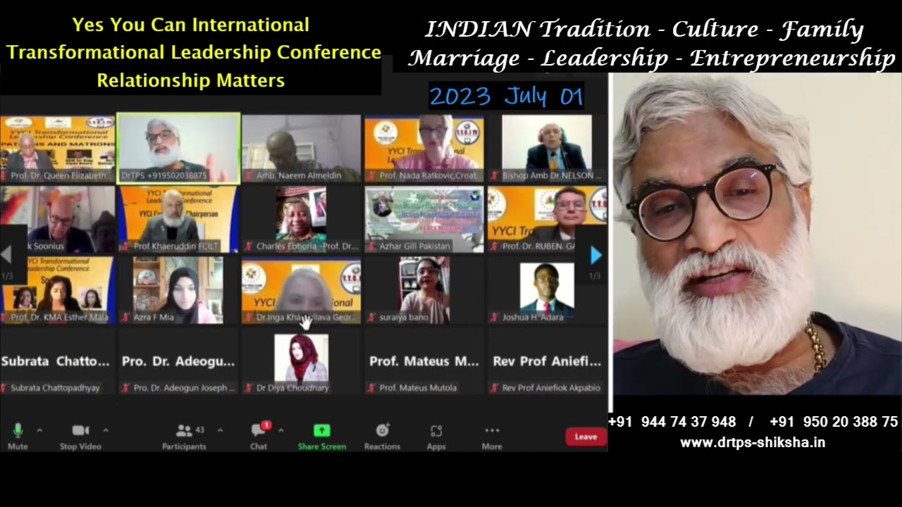 230701, INDIAN Tradition - Culture &ndash; Family  Marriage - Leadership   Entrepreneurship - YYCI - DrTPS