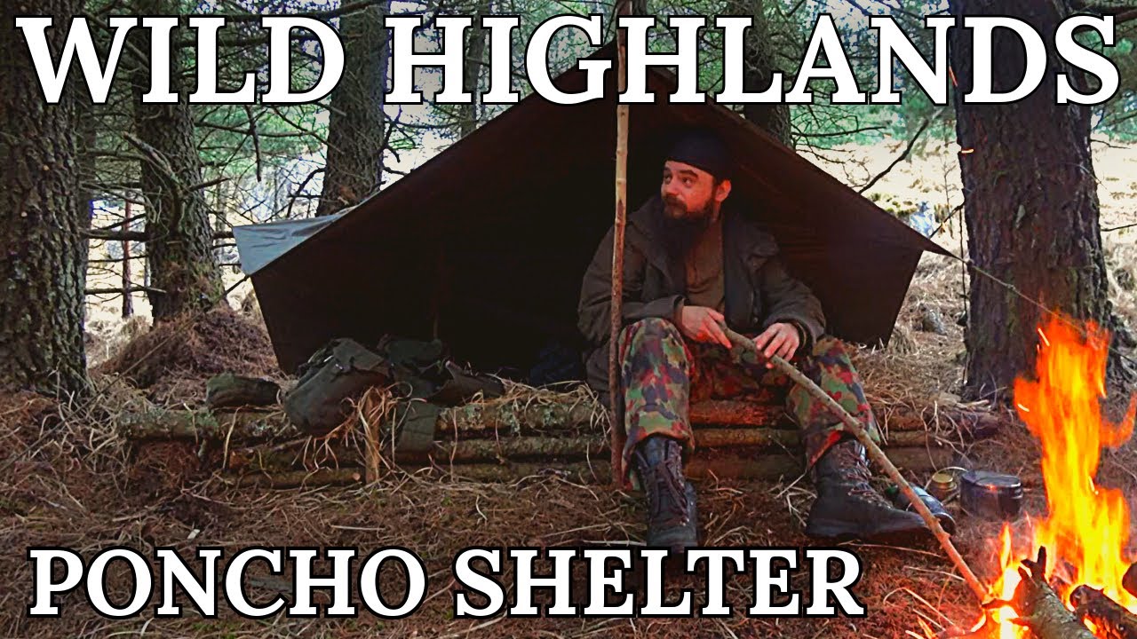 Minimal Winter Camp in the Scottish Highlands | Debris Bed & Poncho Shelter