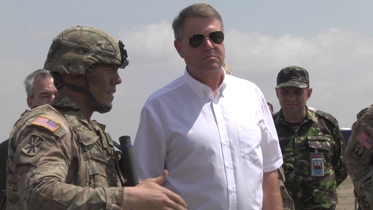President of Romania visits US troops at MK Air Base, Romania